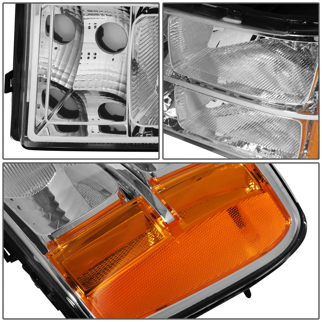 Chrome Housing Amber Corner Headlight Lamps for GMC Sierra 1500 2500HD (2007–2014)