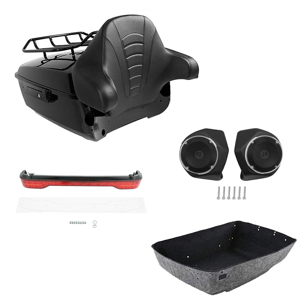Trunk Luggage Backrest Pad Rack Light Speakers for Harley Touring (2014–2026)