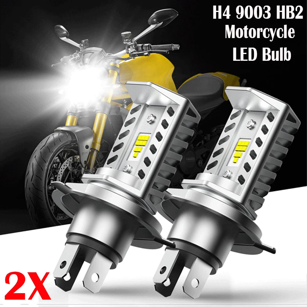 2X H4 LED Headlight Bulbs for Motorcycle (9003, Hi/Lo Beam)