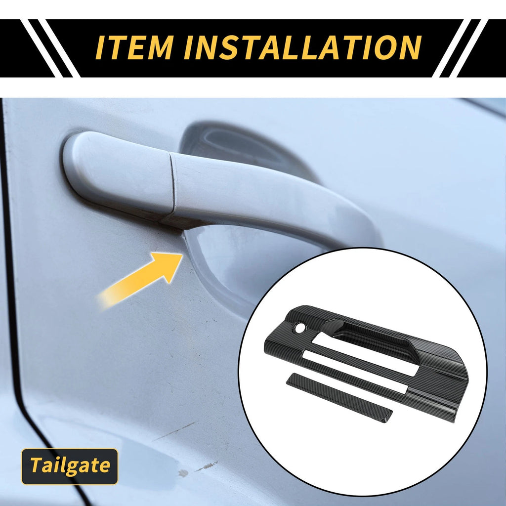 Set of 4 Carbon Fiber Pattern Trunk Door Handle Bowl Covers for Ford Ranger (2023–2024)