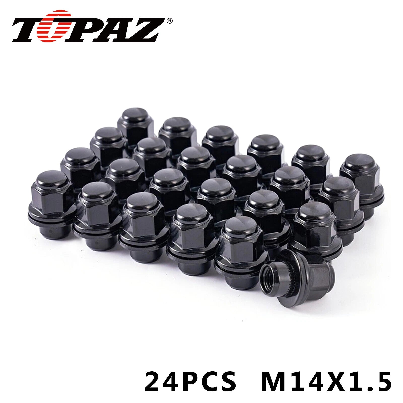 Set of 24 Black 12X1.5 Mag Lug Nuts for Toyota Lexus 4Runner Tacoma