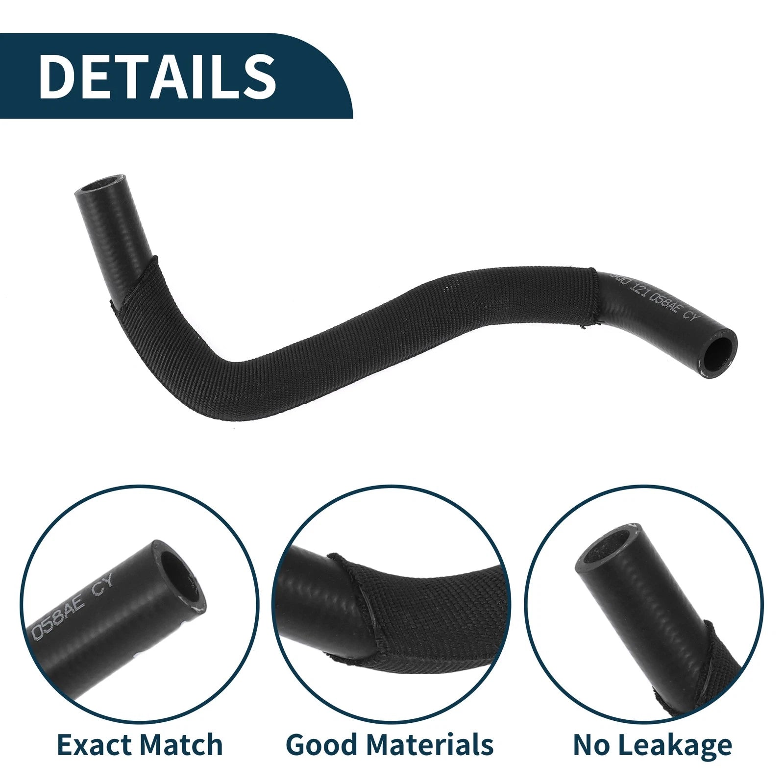 Radiator Hose Coolant Pipe for Volkswagen Golf 1.8L (2015–2018) Rubber Black