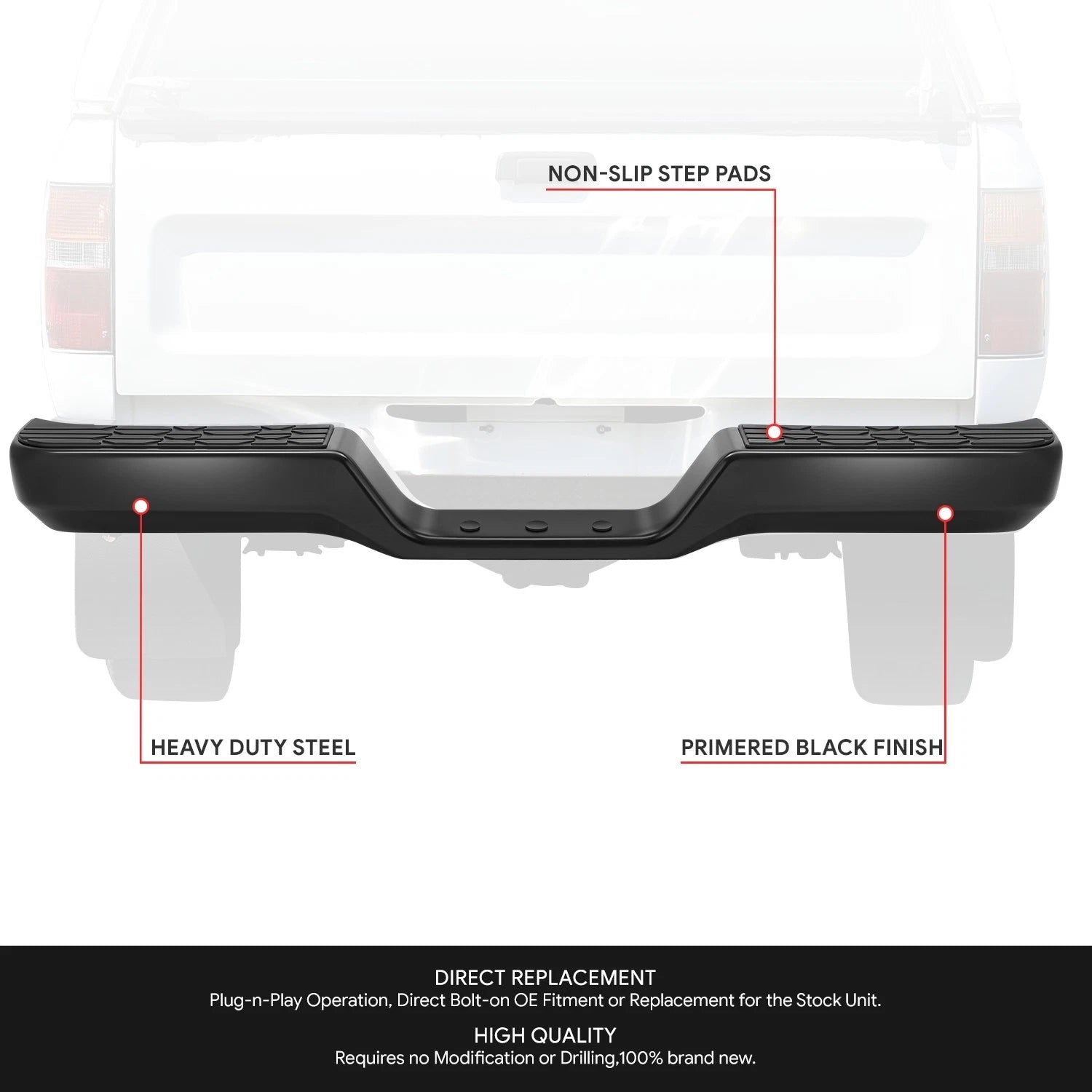 Rear Step Bumper Assembly for Toyota Pickup (1989–1995)