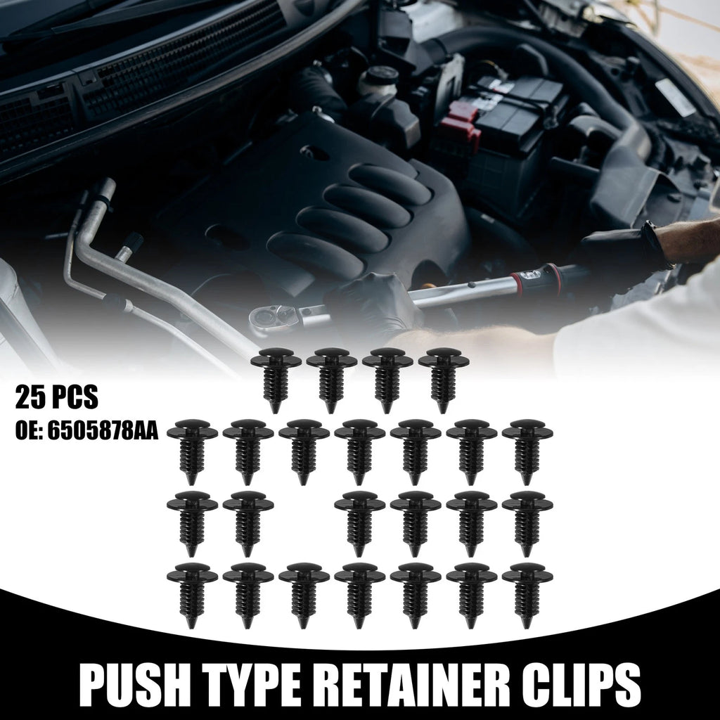 25 Pcs Door Panel Clips No. 6505878AA for Dodge Ram 1500 (2001) Black