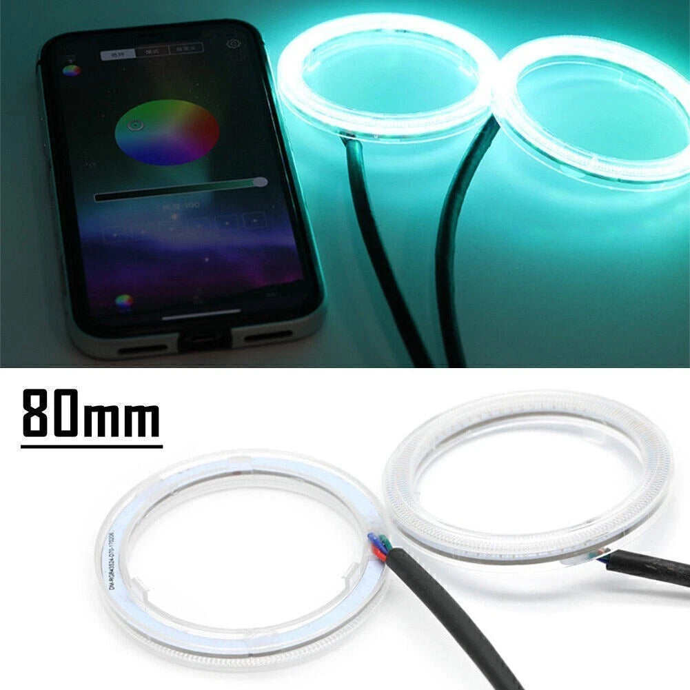 2X RGB COB LED Halo Rings Lamp Kit for Car (80MM)