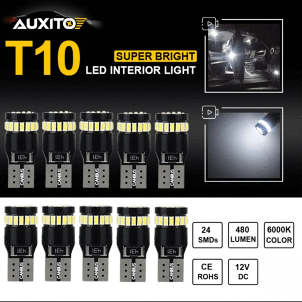 10x T10 240LM 6000K Canbus Error LED Bulb Light W5W 194 168 2825 J