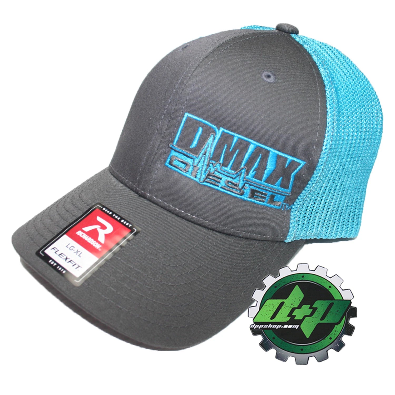 Duramax Diesel Flex Fit Hat for DMAX Truck (L/XL) - Grey/Blue Mesh Back