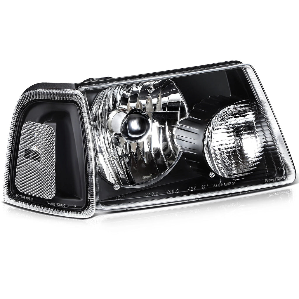 Set of 2 Headlight Assemblies for Ford Ranger (2001–2011) Black Housing