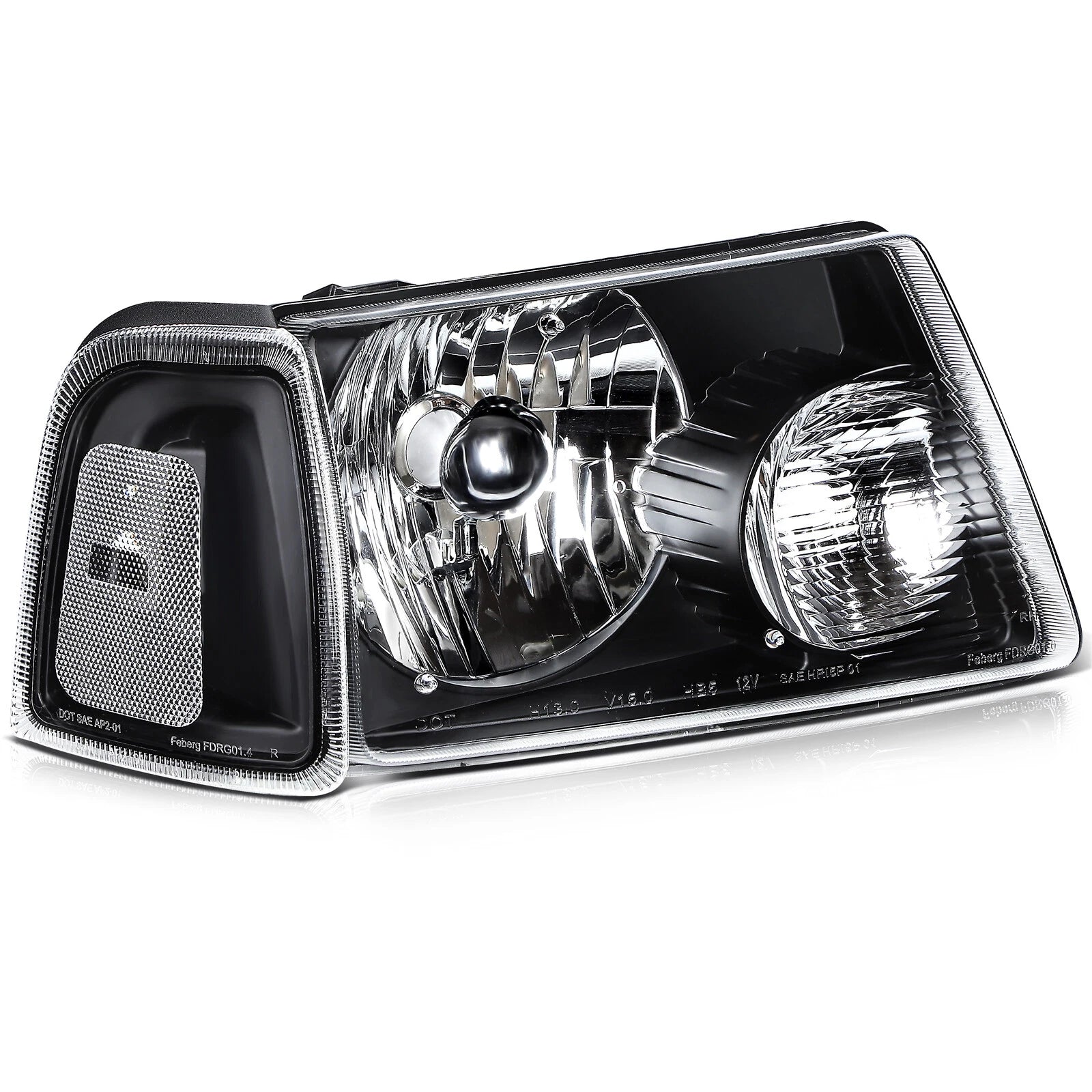 Set of 2 Headlight Assemblies for Ford Ranger (2001–2011) Black Housing