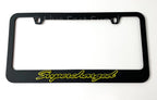 Matte Black Premium License Plate Frame with Yellow Outline for Universal Fit