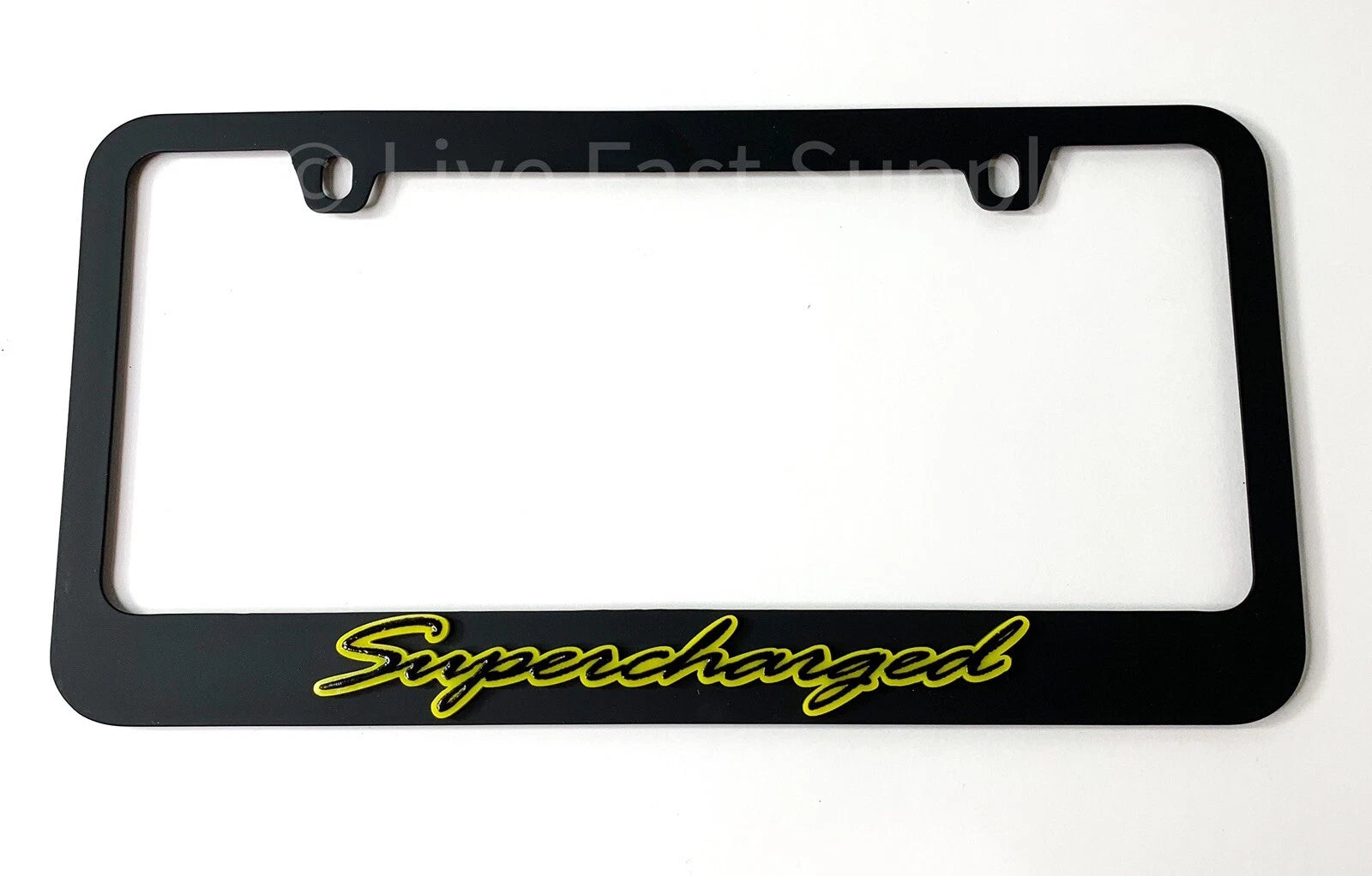 Matte Black Premium License Plate Frame with Yellow Outline for Universal Fit