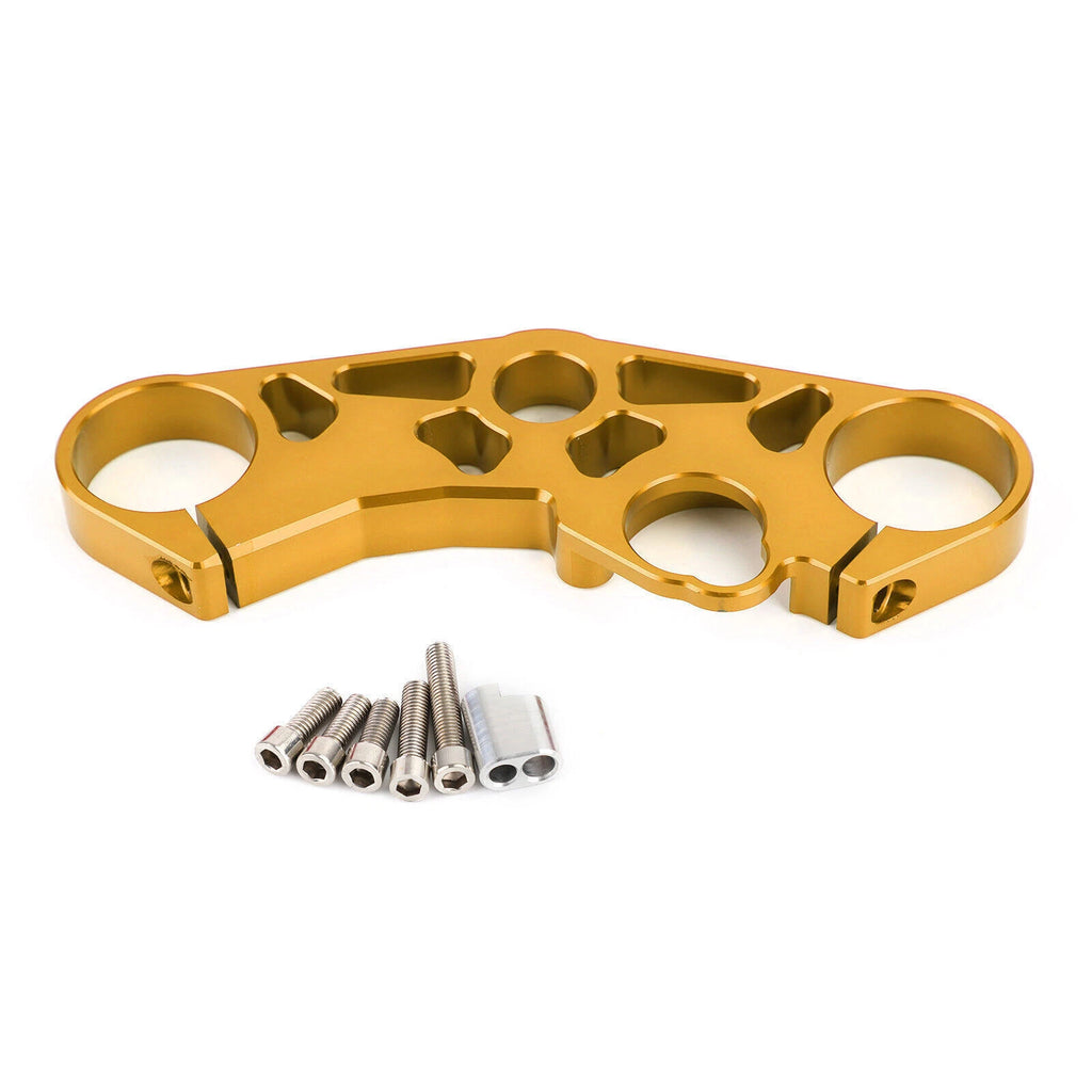 Lowering Triple Tree Front Upper Top Clamp for Suzuki GSXR 600 750 1000 (2001–2023) Gold T9