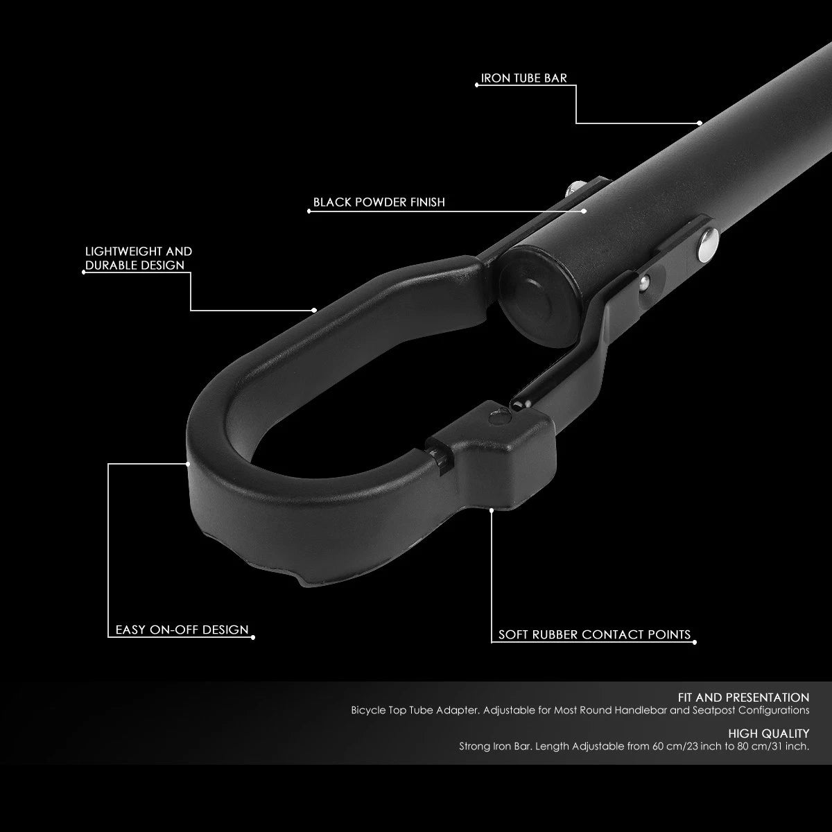 Adjustable Cross Bar Bike Frame Adapter for Universal Fit (60-80cm)