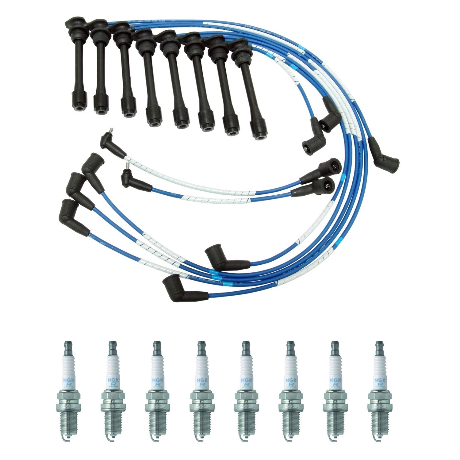 NGK Wire Set & 8 V-Power Spark Plugs for Lexus LS400 SC400 (1990–2000)