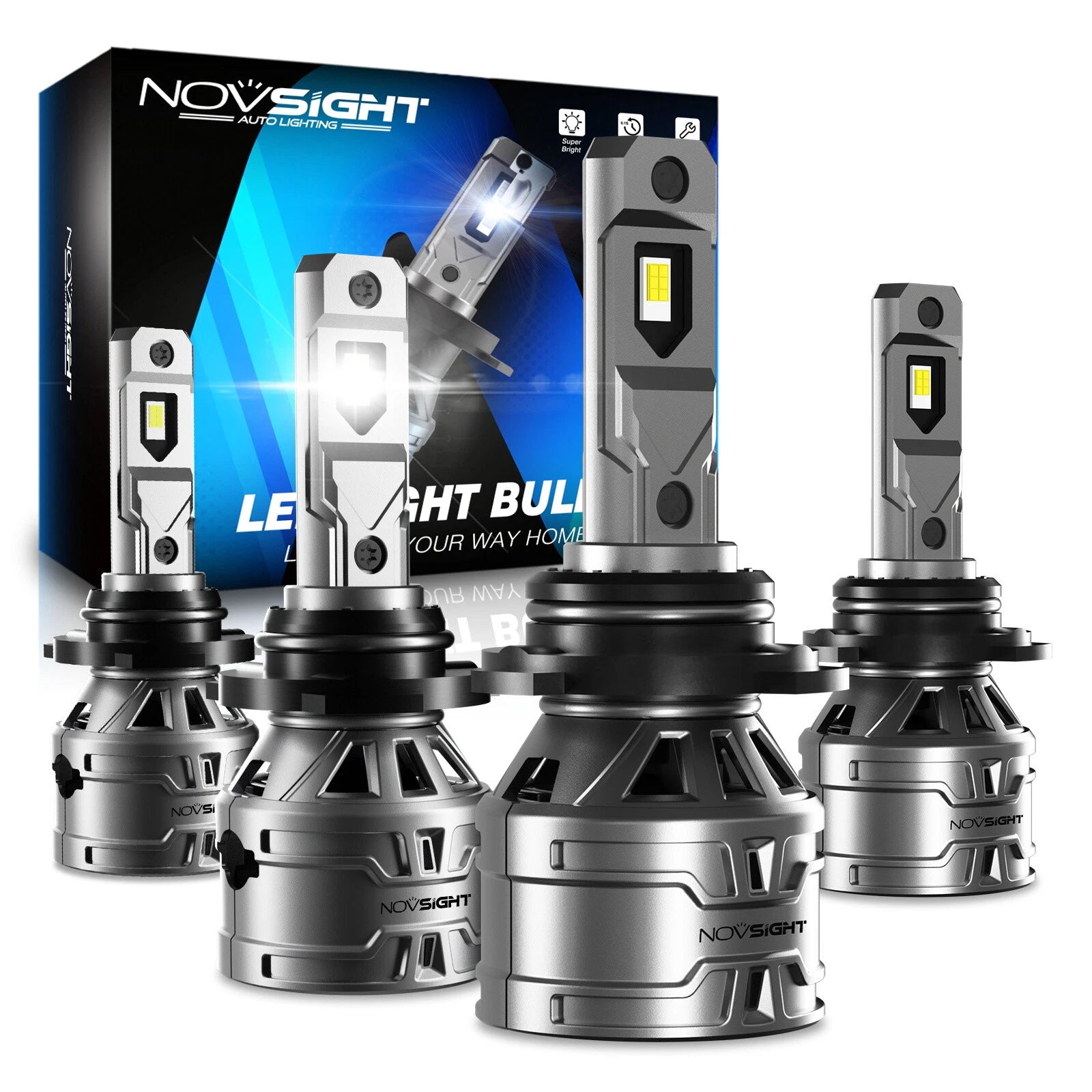 Set of 4 9005 9006 LED Headlight Bulbs for High Low Beam (500% Bright White)