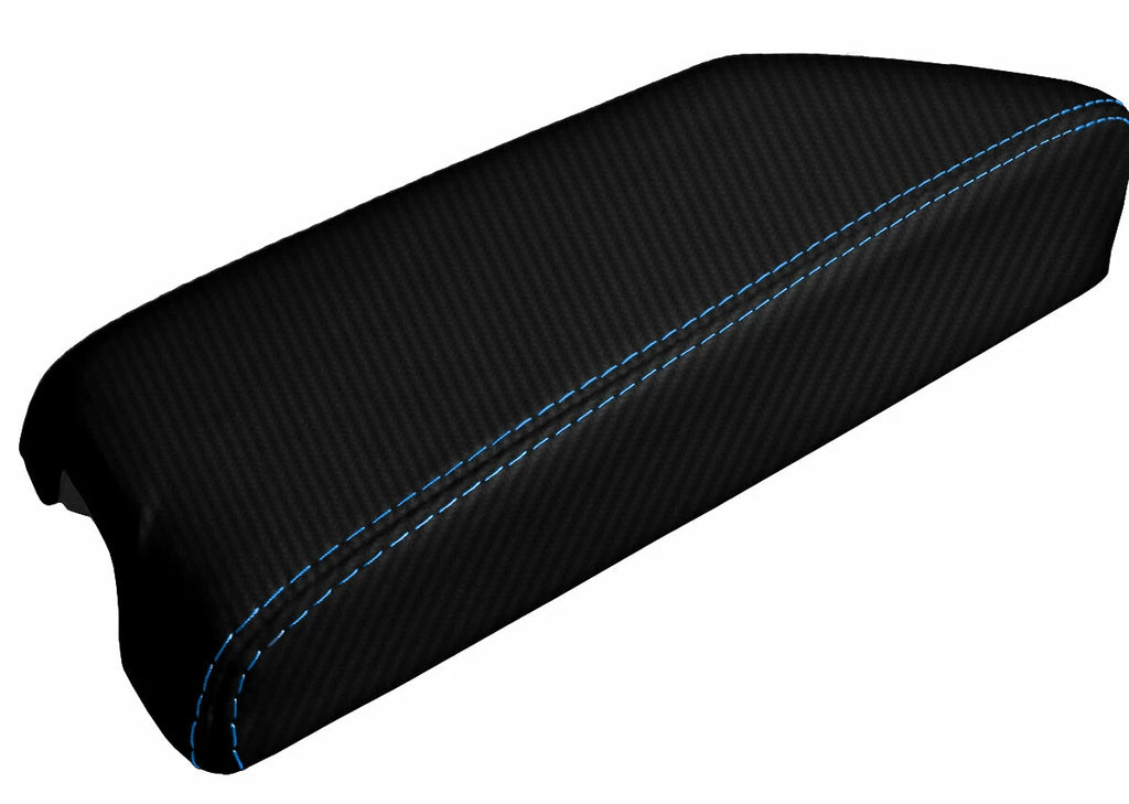 Carbon Fiber Console Lid Cover for Infiniti G35 Coupe (2002–2007) Blue Stitch