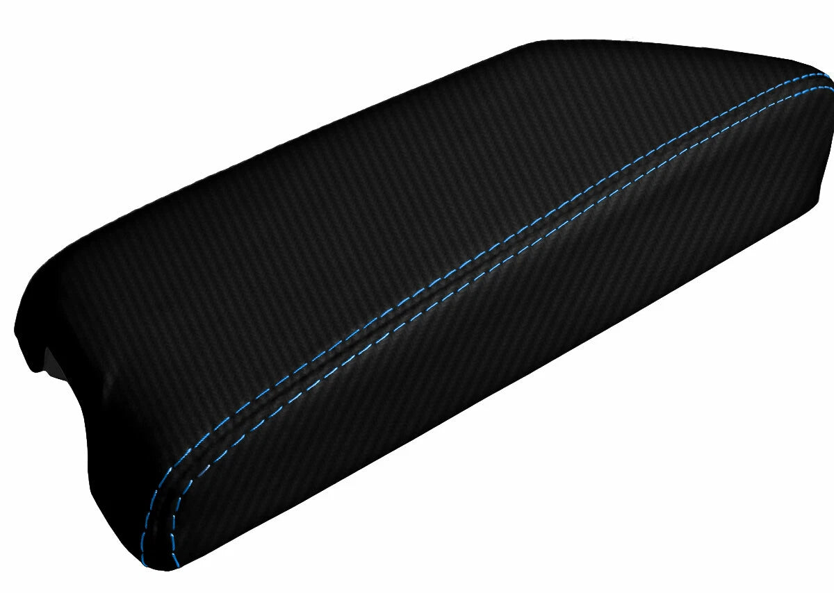Carbon Fiber Console Lid Cover for Infiniti G35 Coupe (2002–2007) Blue Stitch