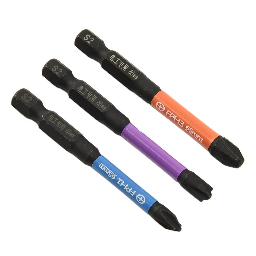 3X Slotted Screwdriver Bit 65mm Alloy Steel for Automotive Use
