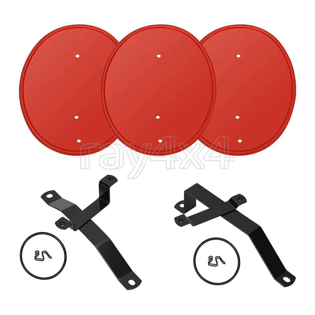3 Red Number Plate & Bracket Kit for Honda Z50 Z50R (1979–1987) w/ Clips & Bands