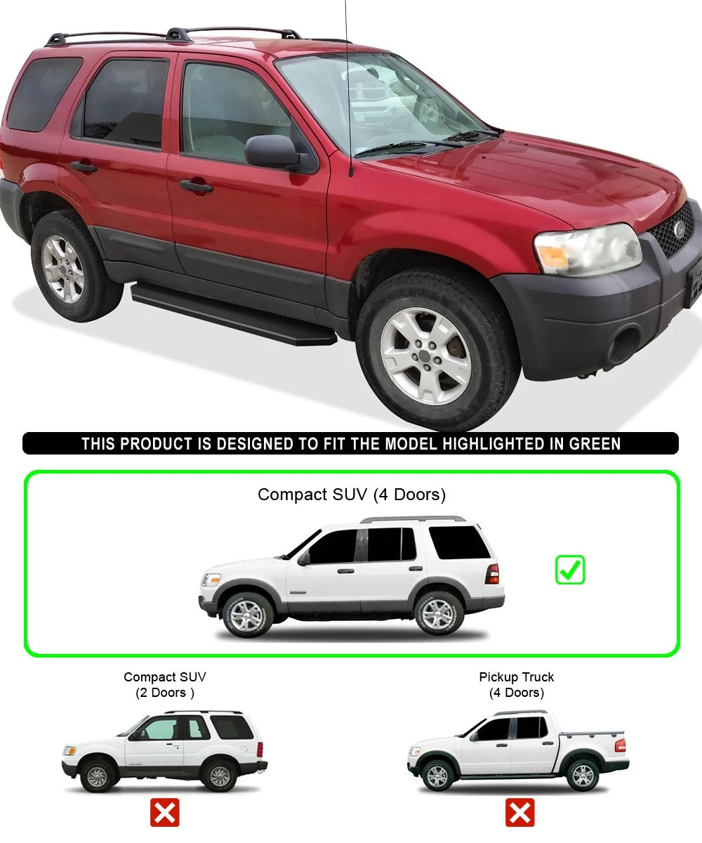 Running Boards for Ford Escape (2001-2007) - Black Style
