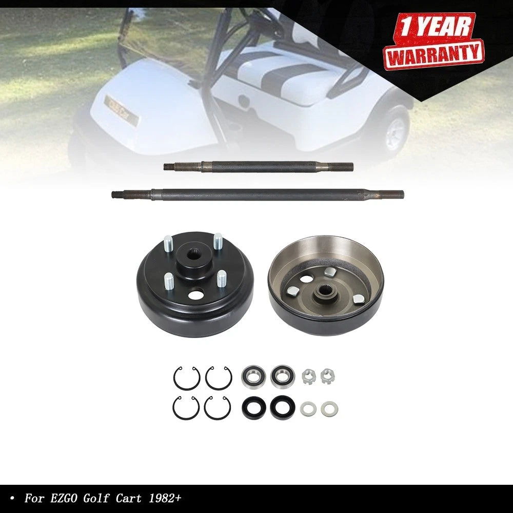 24 Spline Rear Axle and Brake Hub Drum Assembly for EZGO Golf Cart (1982–Present)