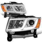 LED DRL Projector Headlight for Jeep Grand Cherokee (2014–2016) Chrome Amber