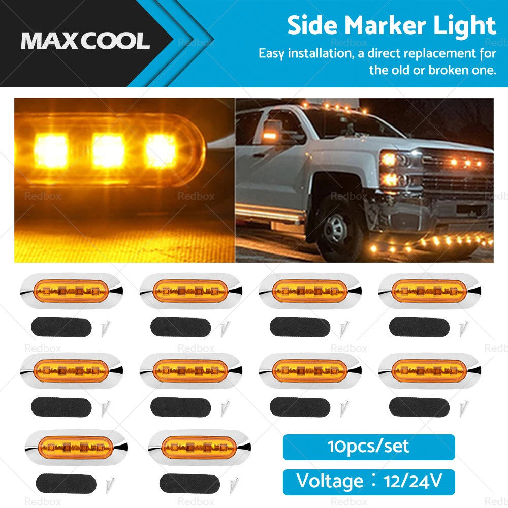 10x LED Clearance Light Side Marker for Truck Trailer Lorry