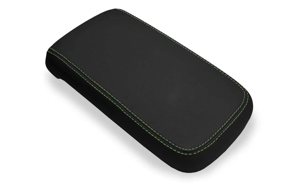 Leather Console Lid Armrest Cover for Chevrolet Colorado (2015–2022) Green Stitch