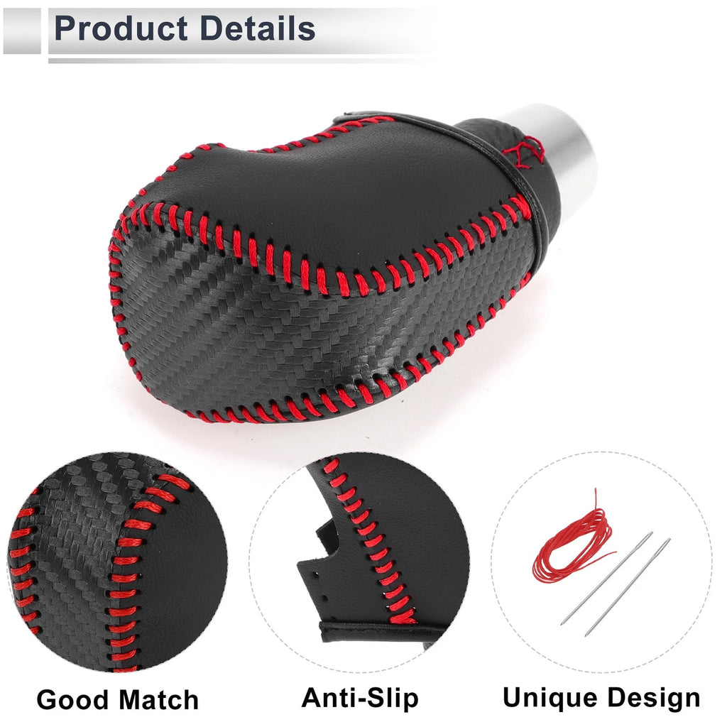 Gear Shift Knob Cover for Toyota Camry (2019–2022) Black Carbon Fiber Red