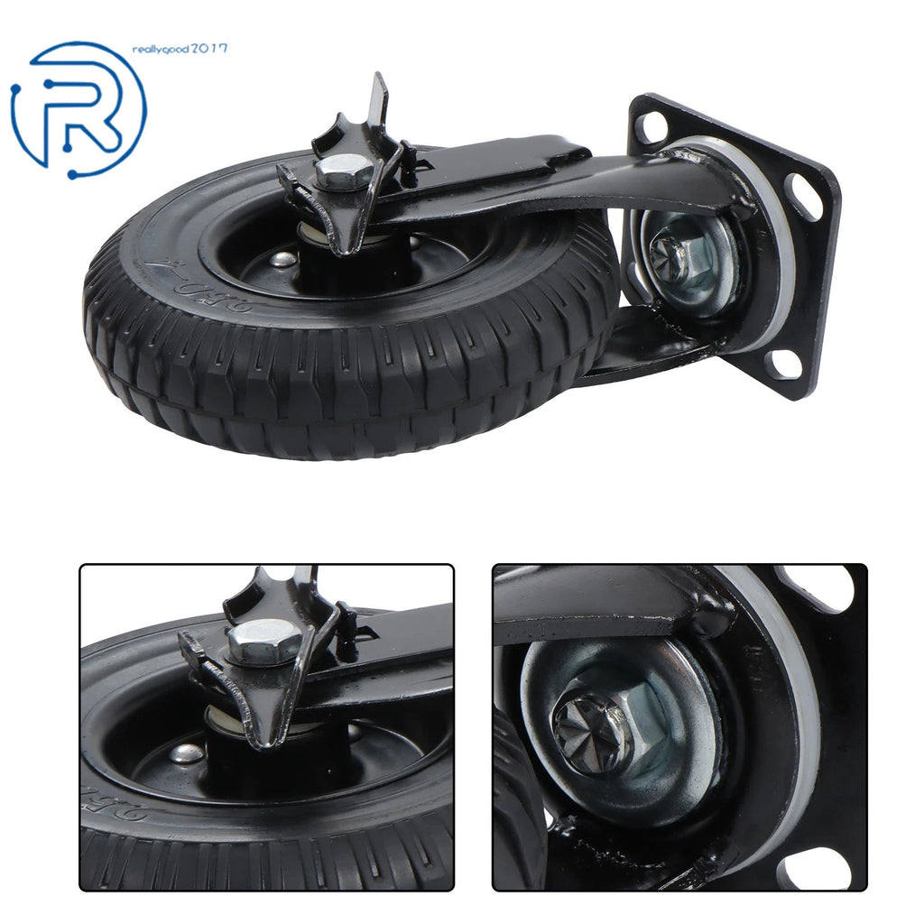 Set of 4 Heavy Duty 8-Inch Casters with Side Brakes