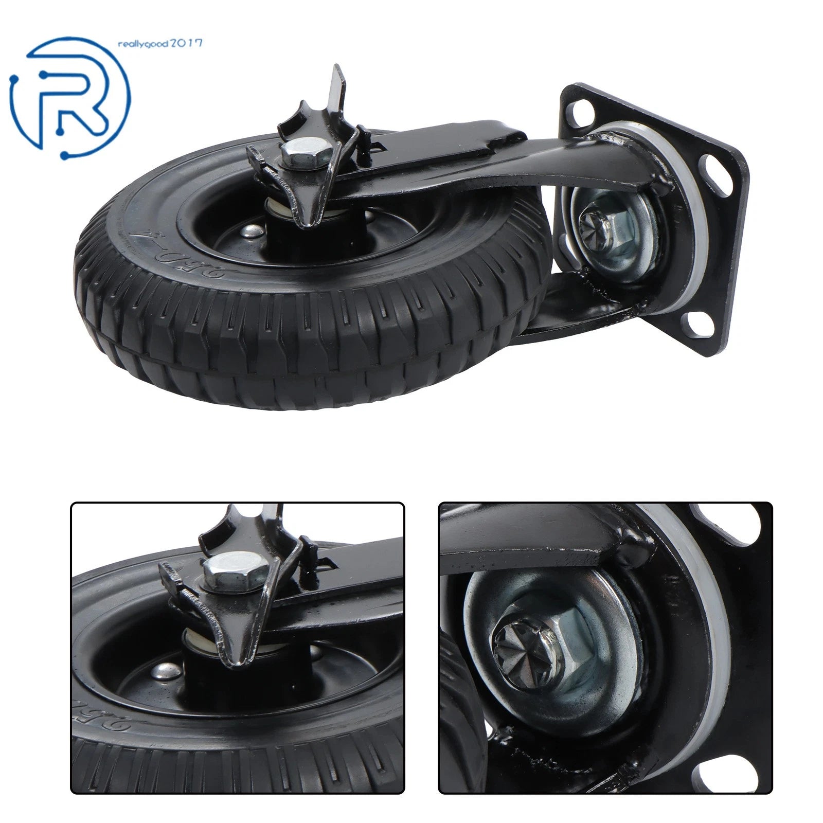 Set of 4 Heavy Duty 8-Inch Casters with Side Brakes