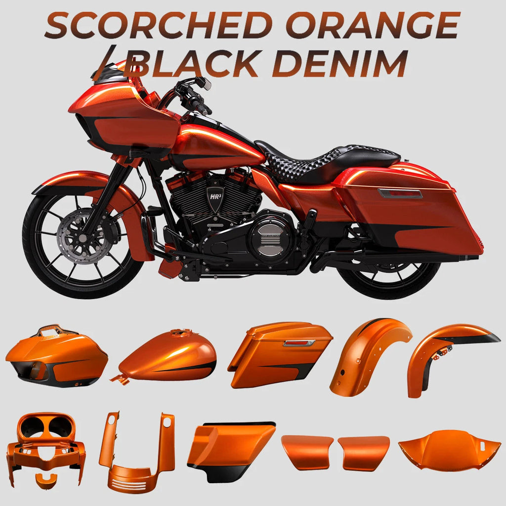 Fairings Body Kit for Harley-Davidson Road Glide Special (2015–2023) Scorched Orange/Black Denim