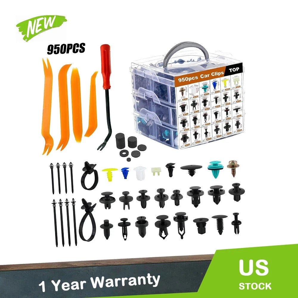 Set of 955 Push Pins for Universal Automotive Applications