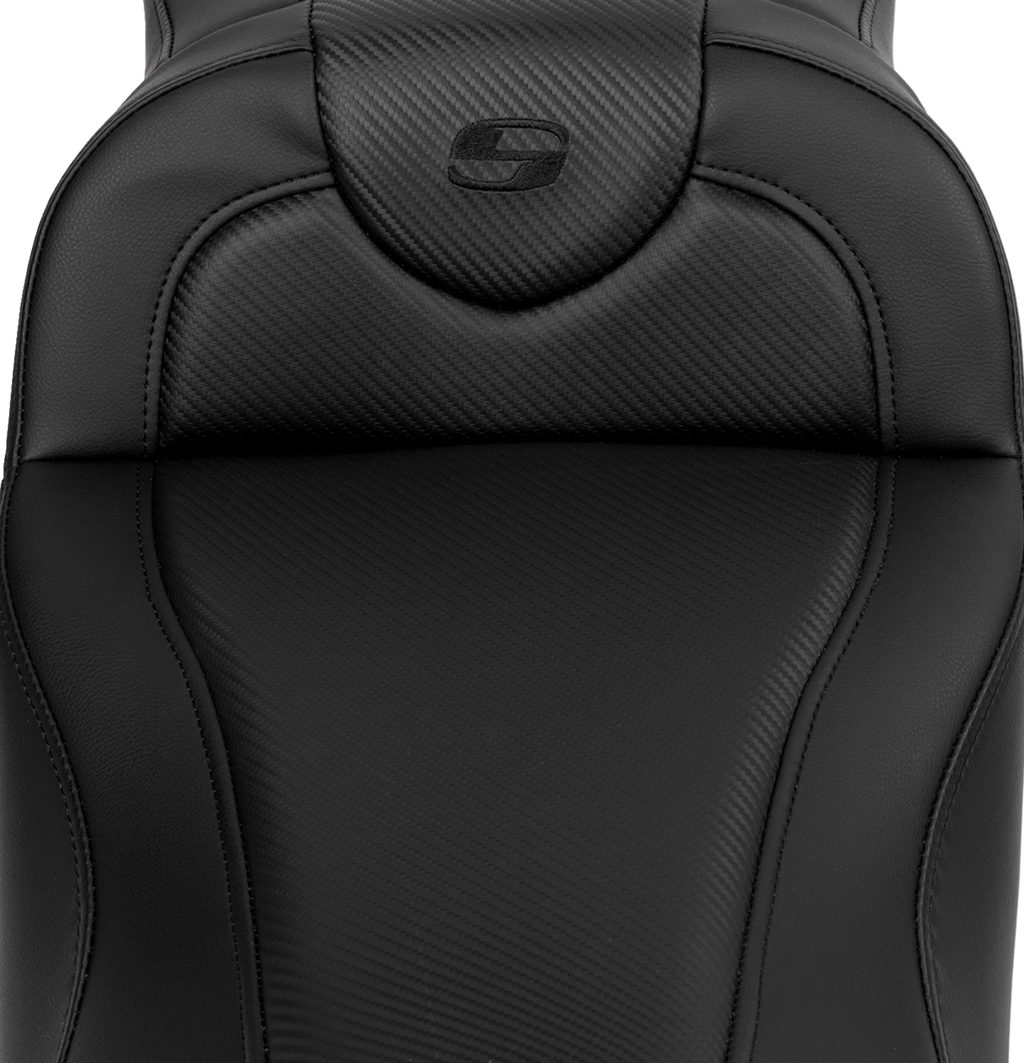 SADDLEMEN Roadsofa Extended Reach Seat for Motorcycle (Carbon Fiber, Black Stitch)