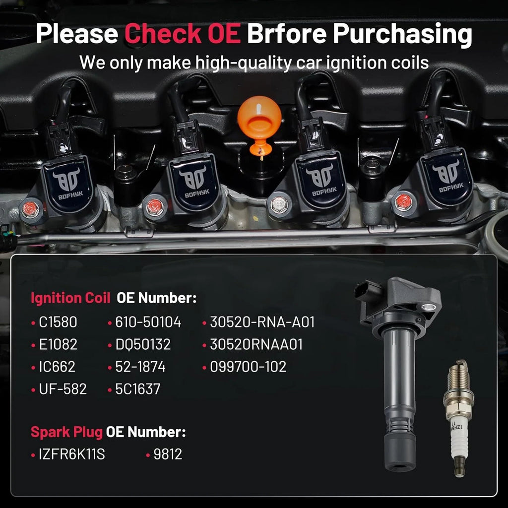 Set of 4 Performance Ignition Coils for Honda Civic 2006-2011