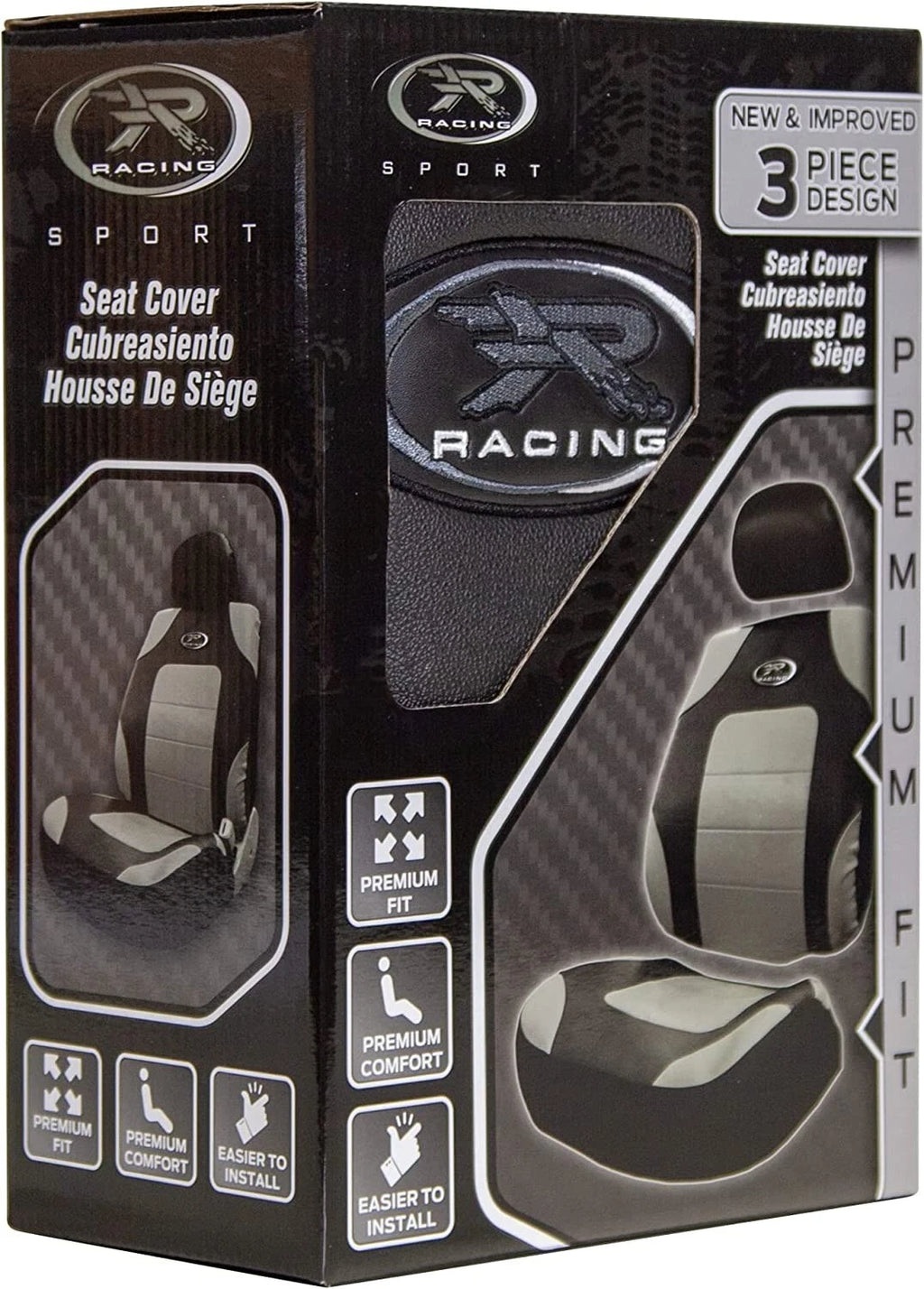 3-Piece Sideless Gray Seat Cover for R Racing Sport (8622R25)