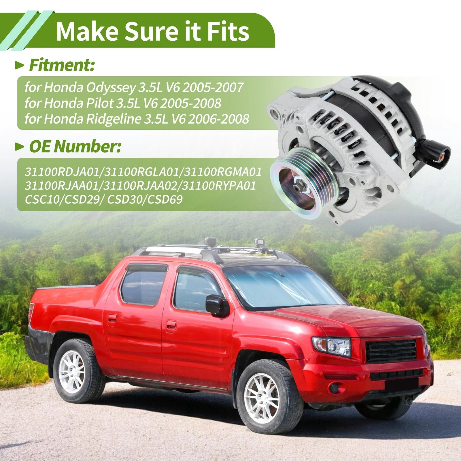 Alternator for Honda Pilot (2005–2008) 130A 12V No. 31100RGLA01