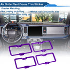 Set of 4 Air Condition Outlet Vent Trim Cover Frame for Ford Bronco (2021–2024) Purple