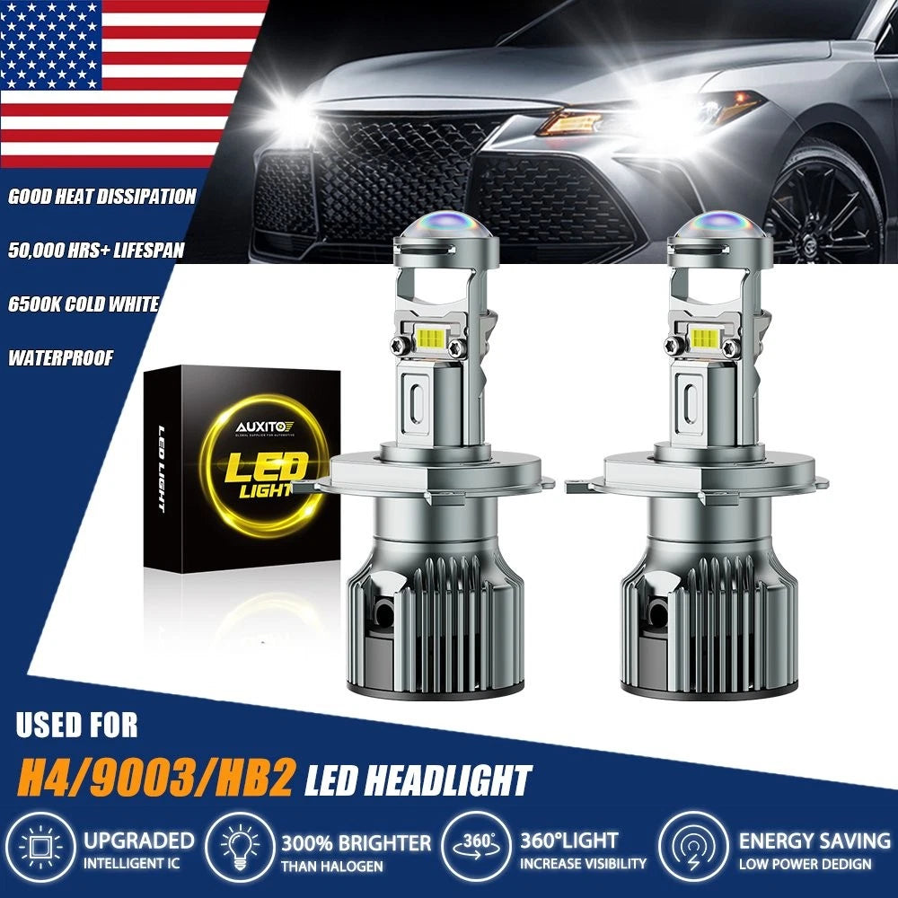 9003 H4 LED Headlight Bulbs Kit 104W 7800LM Hi/Lo Beam (2010–2023)