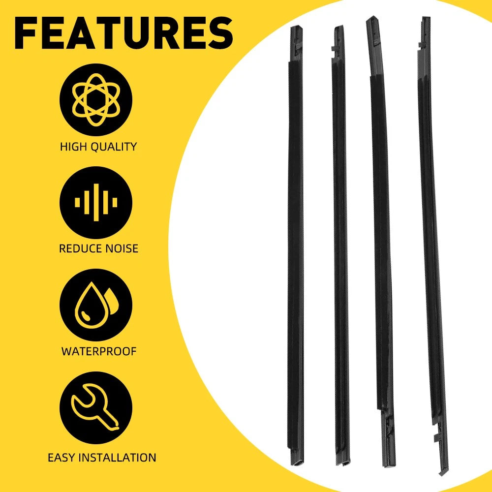 Set of 4 Weatherstrip Window Moulding Trim Seals for Honda Civic Sedan (2016–2021)