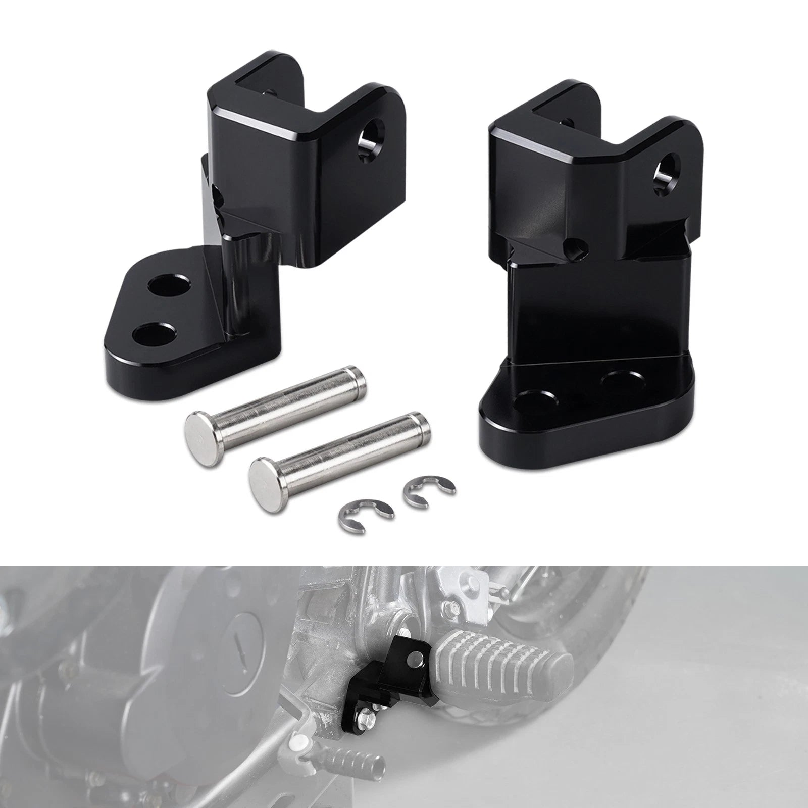Pair of 1" Footpeg Lowering Mounts Brackets for Kawasaki KLR650 (1987–2018)
