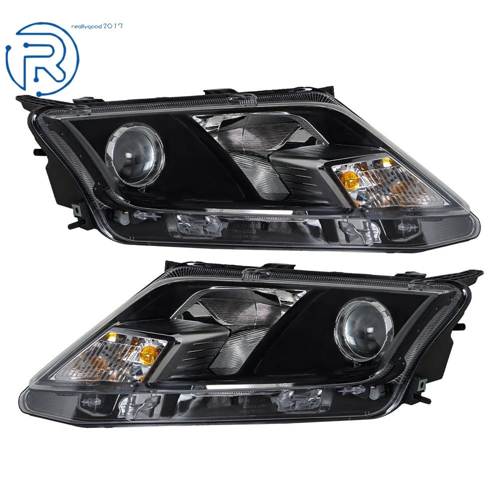 Pair of Halogen Headlight Assembly Black Housing for Ford Fusion (2010–2012)