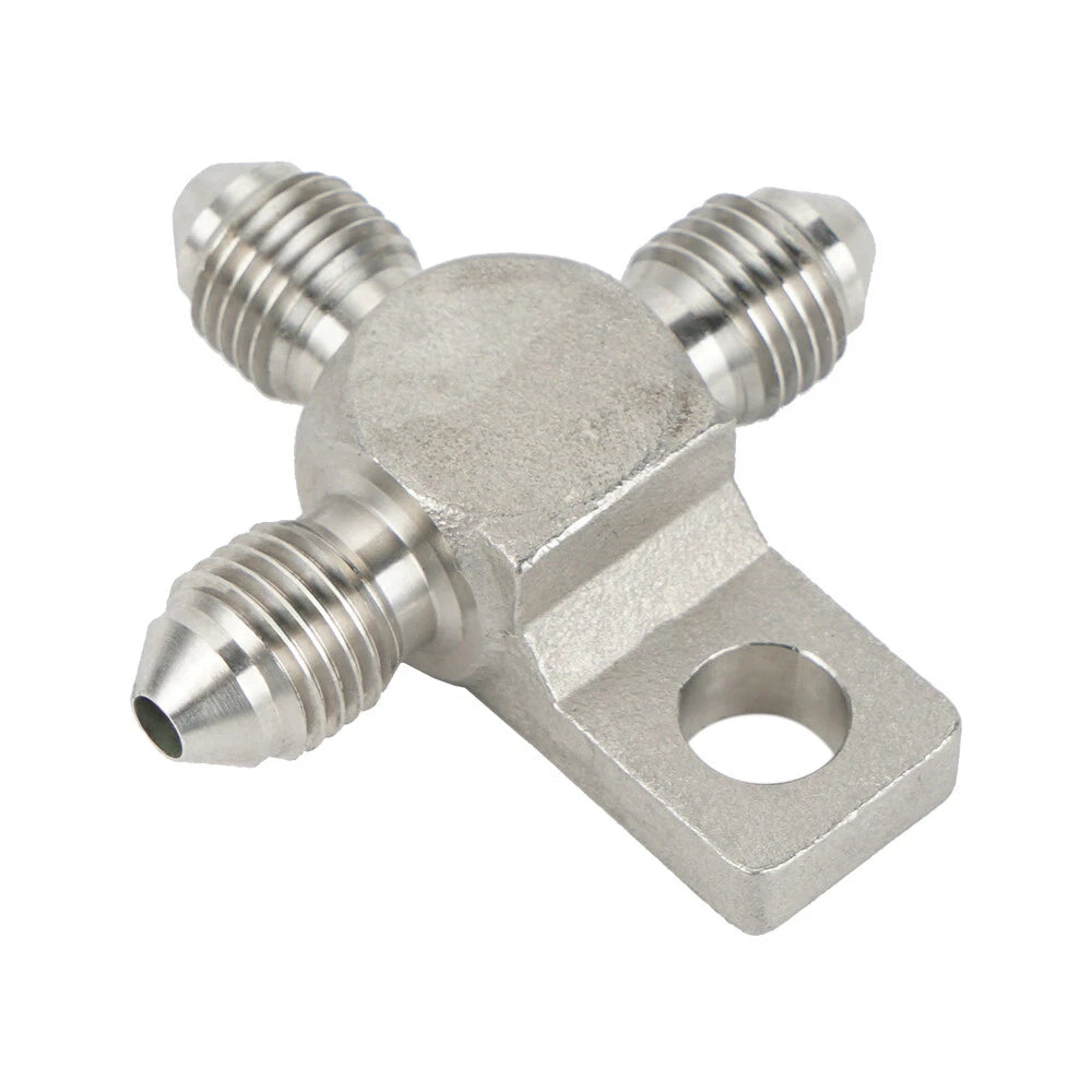 3AN AN3 Stainless Steel 3-Way Male Tee Brake Clutch Hose Fitting Adapter