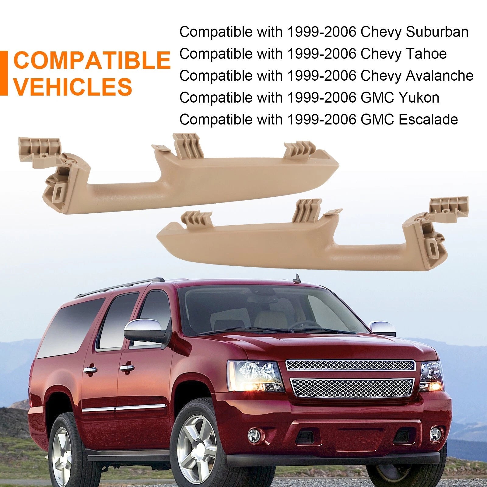 Set of 2 Front Door Armrest Handles for GMC Yukon Chevy Suburban/Tahoe (1999–2006)