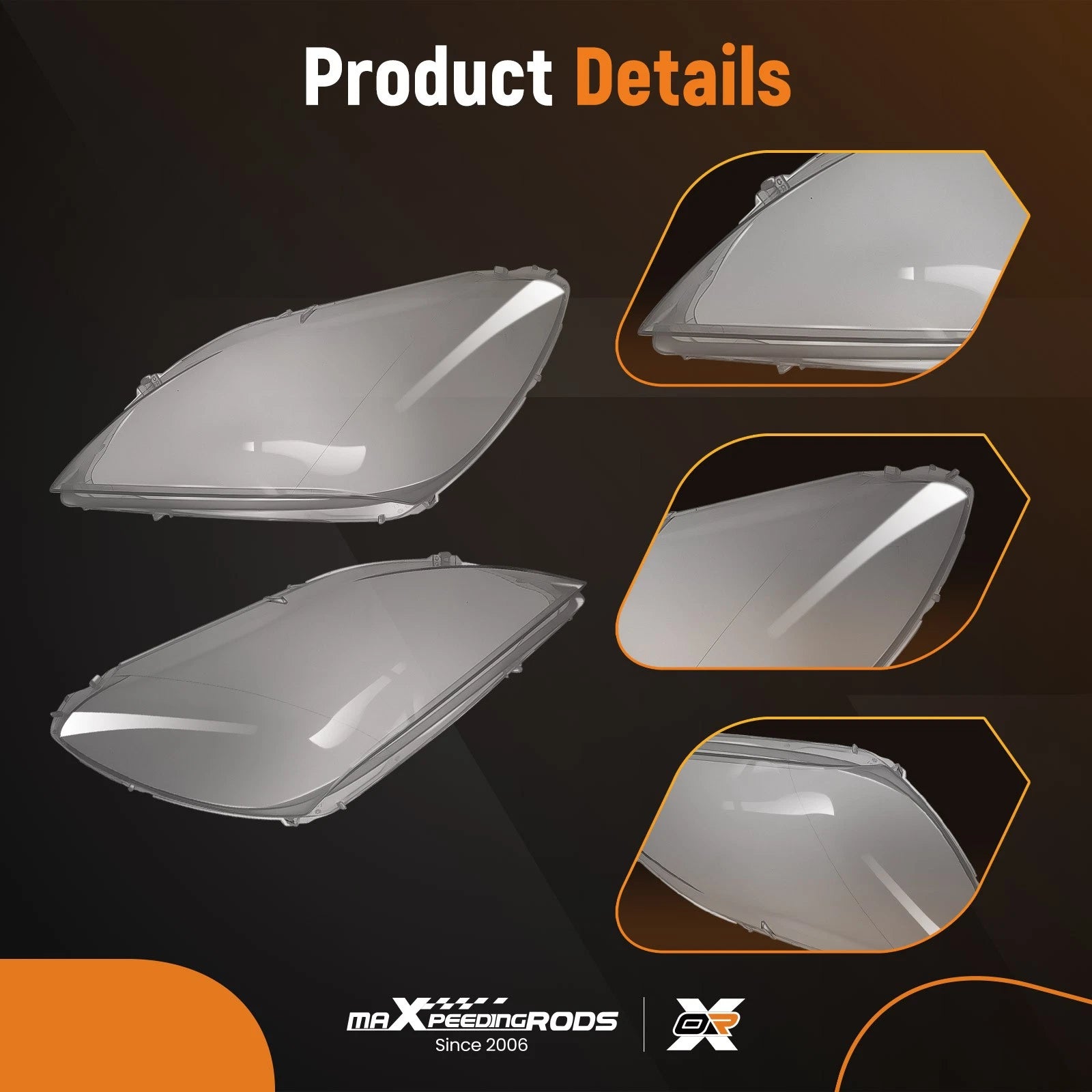 Clear PC Headlight Cover Pair for BMW 6 Series M6 (2012-2015)