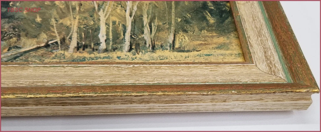 Vintage River Landscape Painting Wall Art with Frame 40"x28”