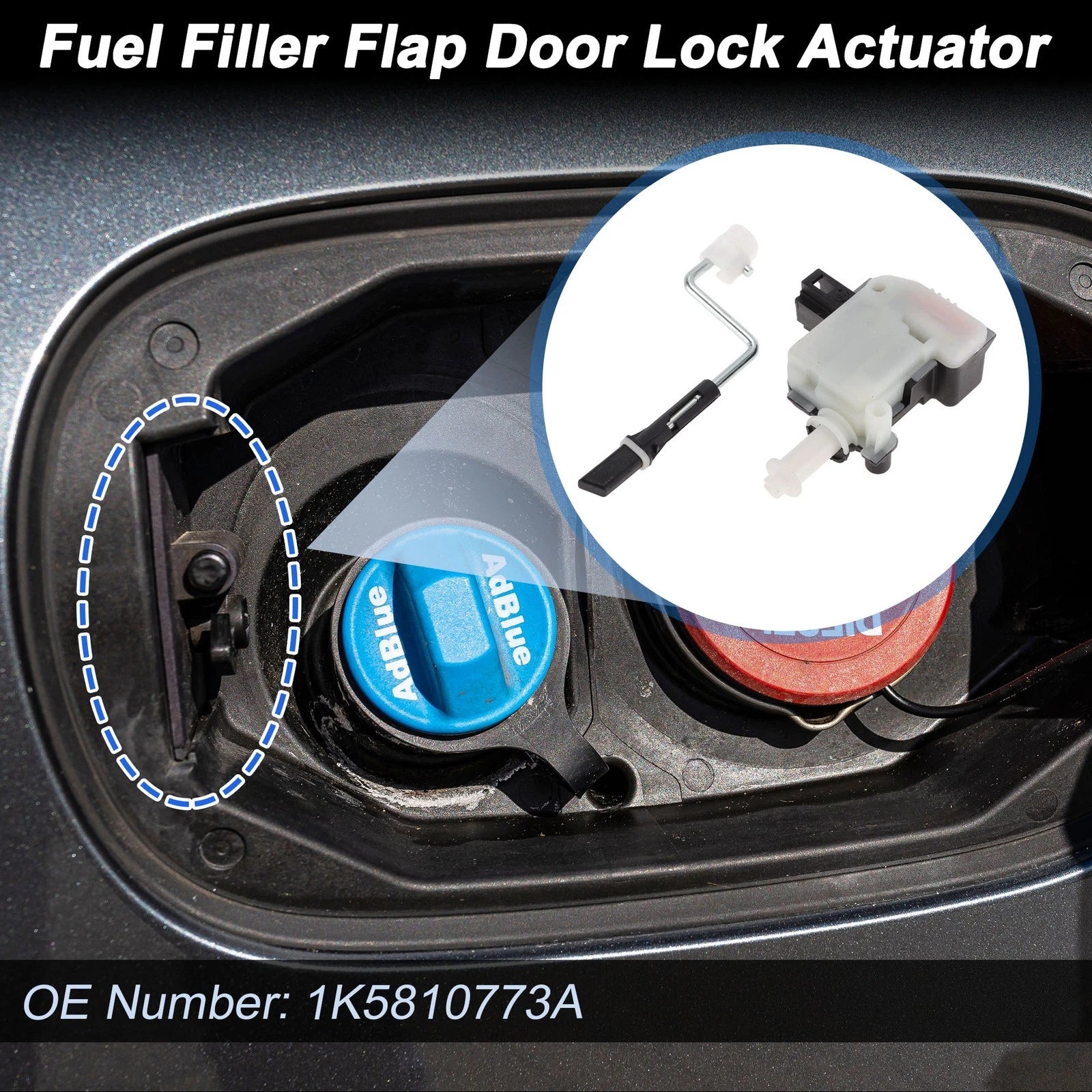 Fuel Filler Flap Door Latch Lock Actuator Motor for VW Jetta, Touran (2006–2010)