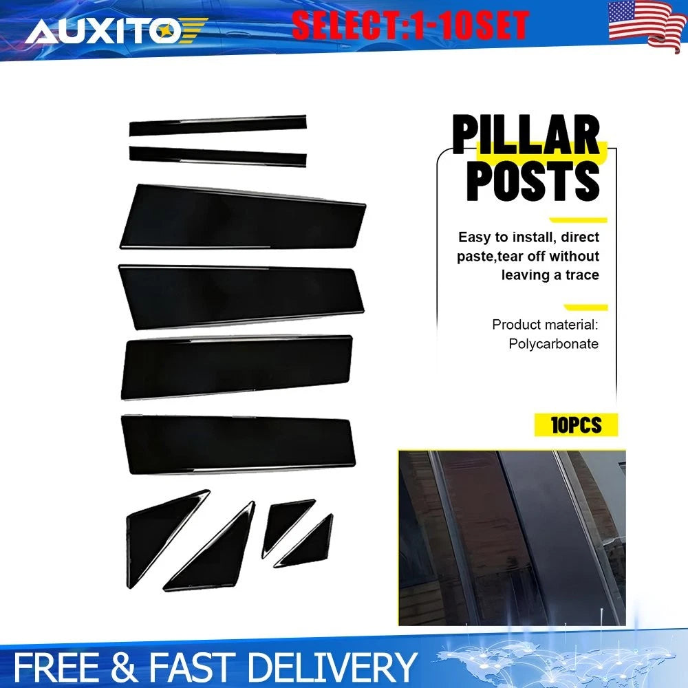 Set of 2 Door Window Pillar Post Trim Covers for Mazda 3 Axela (2014–2018) Gloss Black