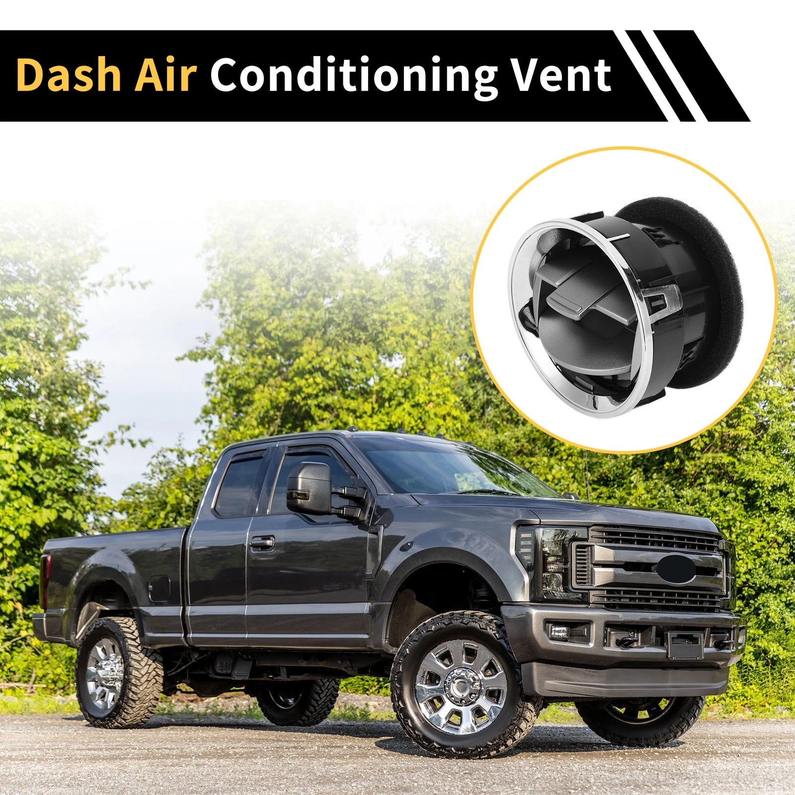 Dash AC Heater Air Vent for Ford F150 (2009–2014) Center Outlet Titanium Tone