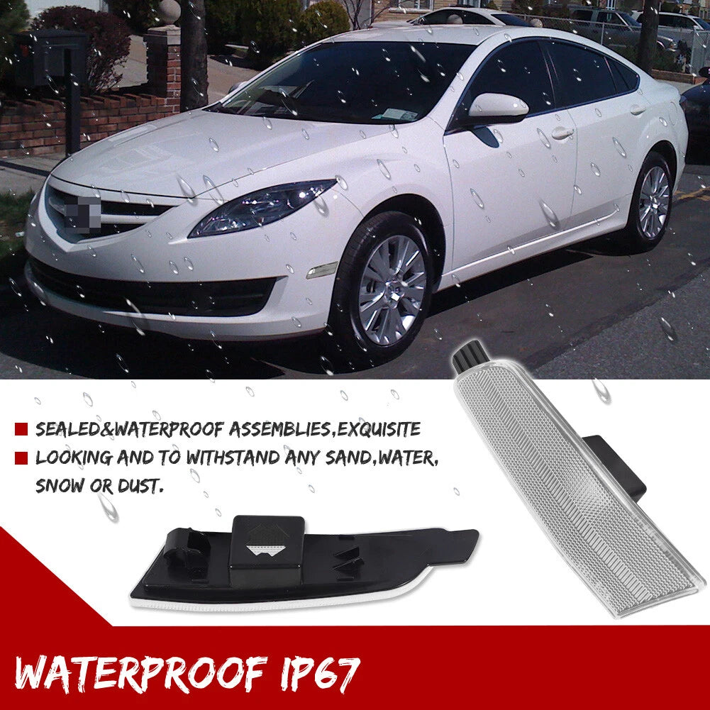 Clear Lens Front Bumper Side Marker Reflector Lights for Mazda 6 (2009–2013)